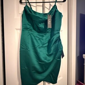 Lulu's Green Satin Dress